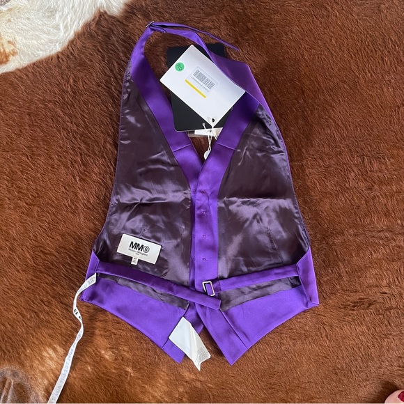 NWT MM6 MAISON MARGIELA PURPLE BACKLESS HALTER WAISTCOAT VEST TOP - Picture 5 of 6